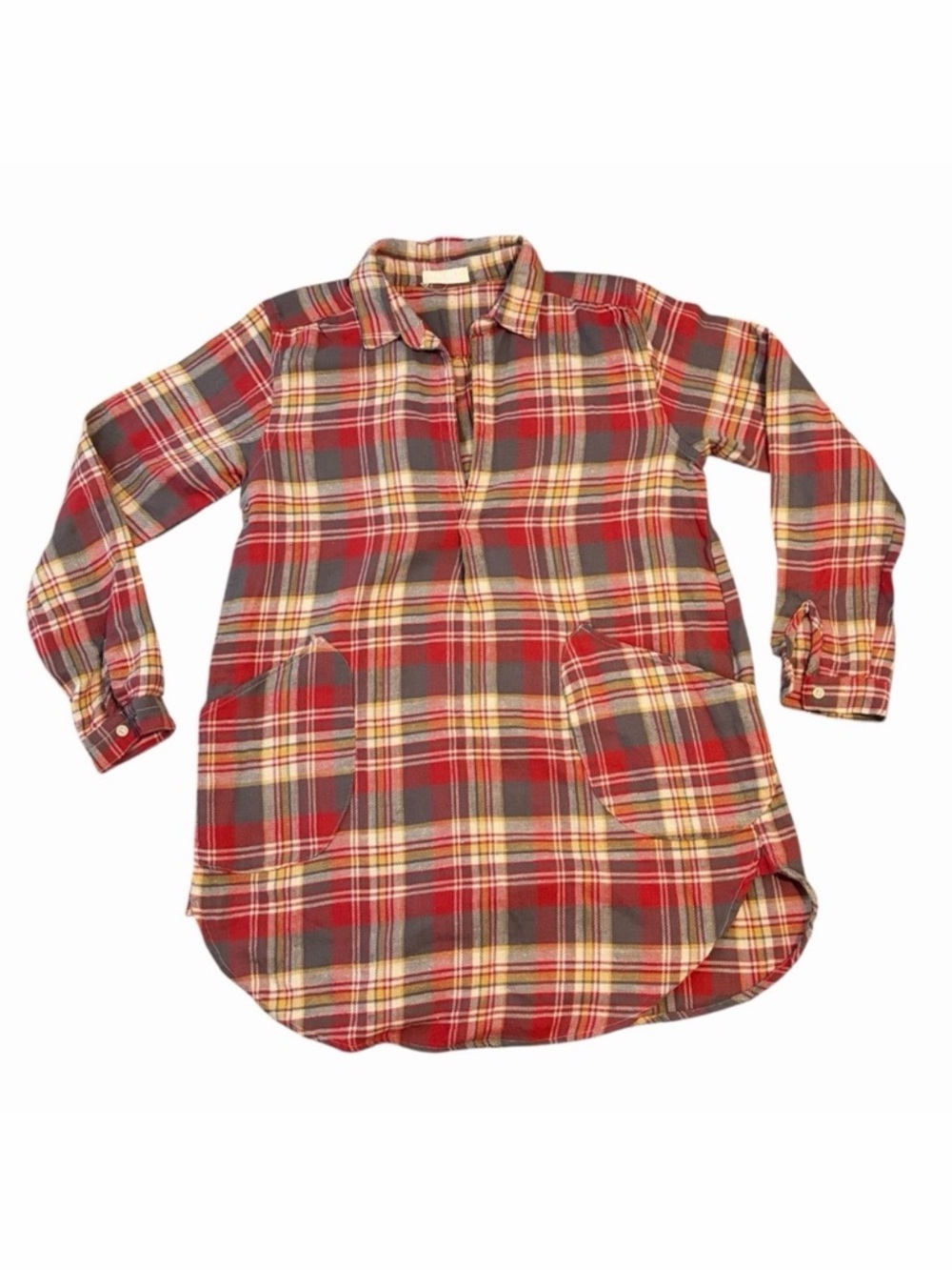 CP Shades Teton Tunic Dress Plaid Linen X Small